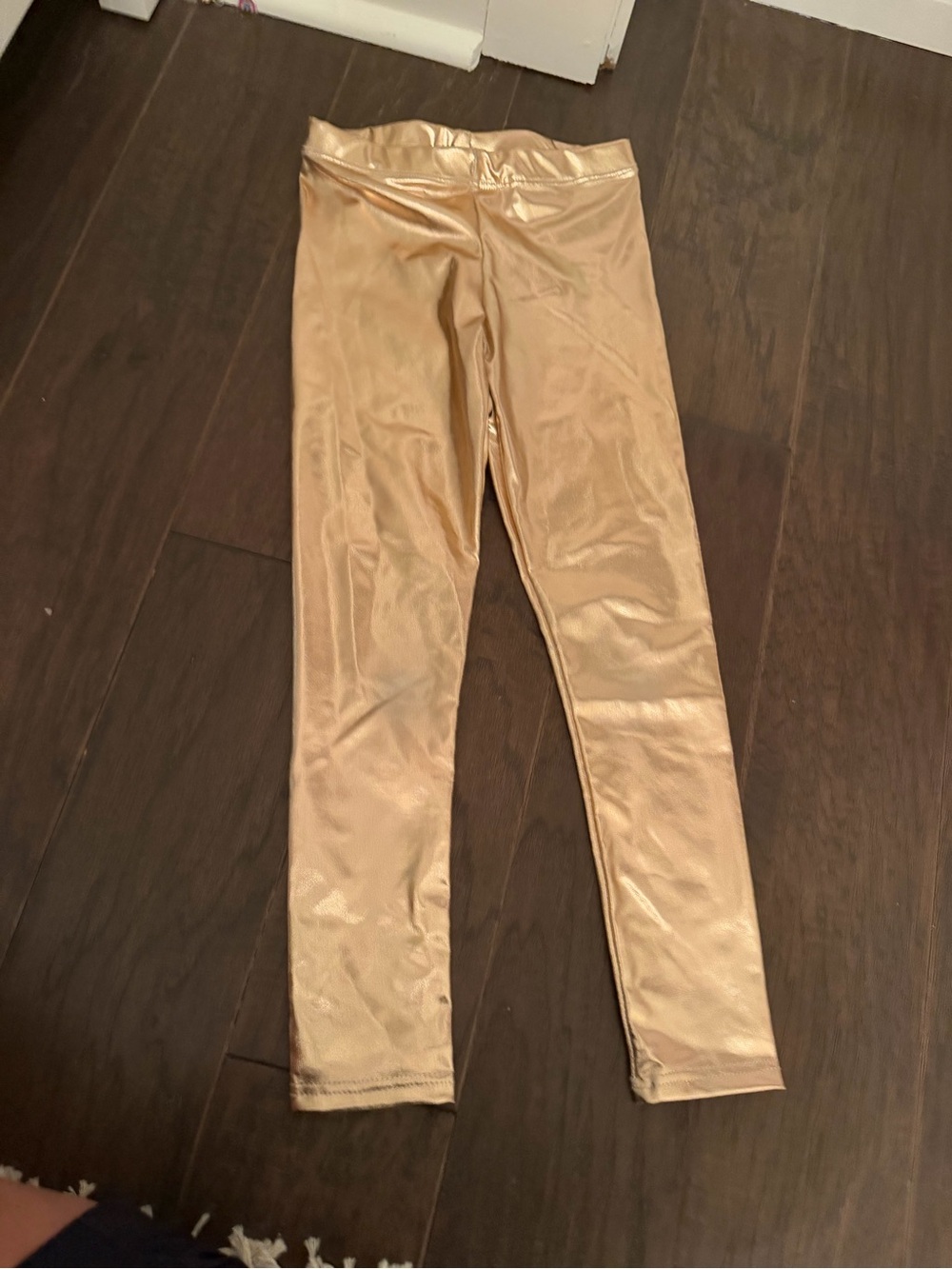 Girls' Shiny Gold Stretch Leggings - Sleek Kids Bottoms